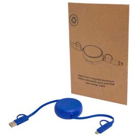 Câble rétractable 5 en 1 Alasia de 100 cm en plastique recyclé et aluminium pour la synchronisation des données et la charge rapide de 45 W Bleu royal - Unbranded 12442053