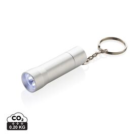 Flash Schlüsselanhänger-Taschenlampe aus RCS rec. Aluminium Silbergrau - XD Collection P514.0402