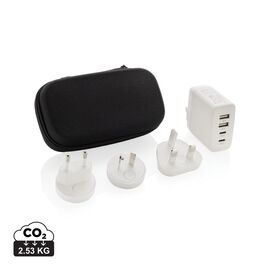 TravelCharge Pro Reiseladegerät mit USB-C aus RCS rec. ABS Weiss, Schwarz - XD Collection P821.0203