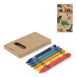 6 stuks kleurkrijtjes in kraftdoos Natuur -  LT91578-N0094