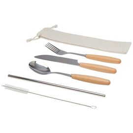 Root 5-piece stainless steel and beech wood cutlery set  Natural  - Unbranded 11341406
