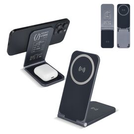 2255 -Xoopar Zero 2 in 1 Drahtloses Ladegerät Kompatibel mit MagSafe Dunkelgrau - Xoopar LT41510-N0060