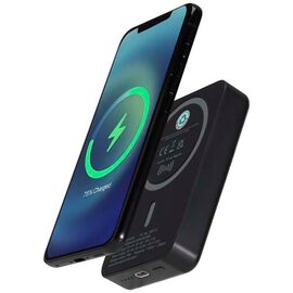 Acrab 10.000 mAh 15W magnetic wireless power bank with 20W PD - made from recycled plastic Black - Unbranded 12444290