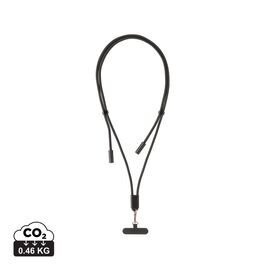 Cordon téléphone réglable avec câble 60W en rPET RCS LoopAmp Noir - XD Collection P302.5301