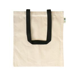 Fairtrade-Tragetasche aus Öko-Baumwolle mit farbigen Henkeln Schwarz - MultiGift Fairtrade 997803