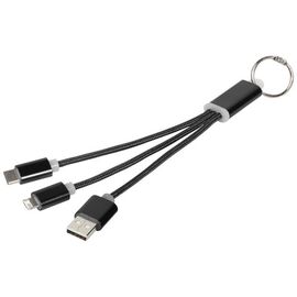 Metal 3-in-1 charging cable with keychain Black - Unbranded 13496100