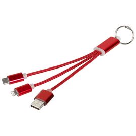 Metal 3-in-1 Ladekabel mit Schlüsselanhänger Rot - Unbranded 13496103