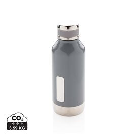 Leak proof vacuum bottle with logo plate Grey - XD Collection P436.672
