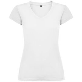 Victoria damesshirt met V-hals en korte mouwen Wit - Roly R66461Z1
