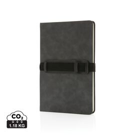 Carnet de notes A5 en PU avec porte téléphone et porte stylo Gris - XD Collection P774.232