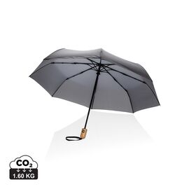 21" Impact AWARE™ RPET 190T bamboe auto open/dicht paraplu Antraciet - XD Collection P850.612