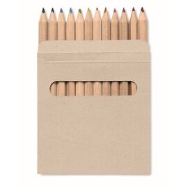 12 Buntstifte in Pappschachtel Braun -  IT1047-01
