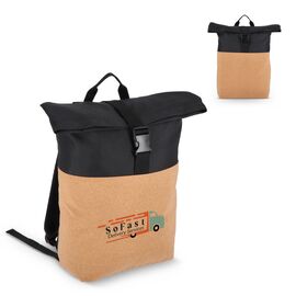 Rolltop rugzak kurk &amp; R-PET 18L Zwart -  LT95292-N0002