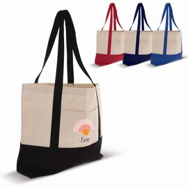 Beach bag cotton canvas OEKO-TEX® 280g/m² 42x10x30cm Red -  LT95247-N0021