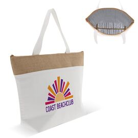 Beach cooler bag cotton/jute 42x10x30cm Ecru -  LT95267-N0054