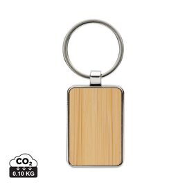 Porte-clés rectangle en alliage de zinc RCS et bambou Argent, Marron - XD Collection P191.6809