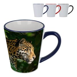 Mug subli Melbourne colored edge &amp; handle 300ml White, Black -  LT51192-N0102