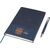 Ensemble carnet A5 et stylo à bille en PU recyclé Tarek Noir -  1274009.001