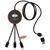 SCX.design C40 5-in-1 oplaadkabel van RPET met oplichtend logo en 10 W oplaadstation Hout, Zwart - SCX.design 1PX07371
