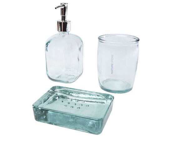 Jabony 3-piece recycled glass bathroom set Transparent - Authentic 12619001