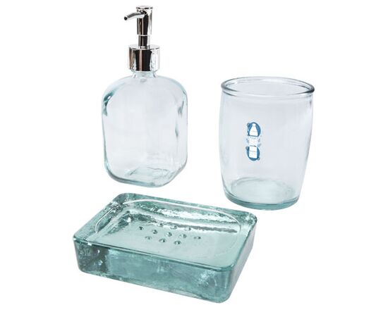 Jabony 3-piece recycled glass bathroom set Transparent - Authentic 12619001