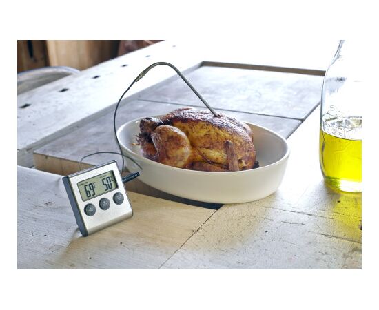 Minuteur et thermomètre de cuisson Warren Noir, Argent -  1056.050