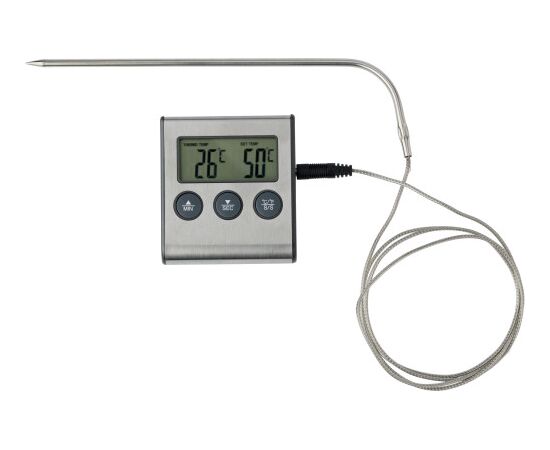 Minuteur et thermomètre de cuisson Warren Noir, Argent -  1056.050