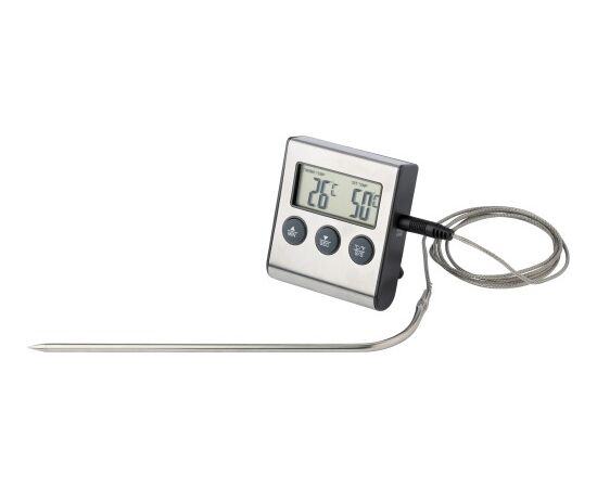 Minuteur et thermomètre de cuisson Warren Noir, Argent -  1056.050