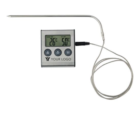 Minuteur et thermomètre de cuisson Warren Noir, Argent -  1056.050