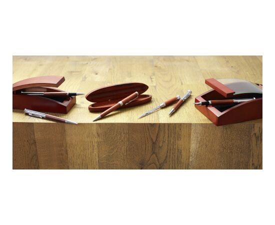 Stylo bille twist en bois Ida Brun -  8110.011.Zwartschrijvend