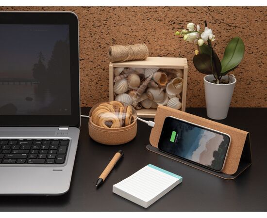 Tapis de souris en liège avec support téléphone et induction Beige - XD Collection P308.089