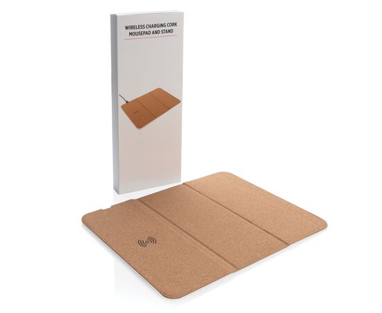 Tapis de souris en liège avec support téléphone et induction Beige - XD Collection P308.089