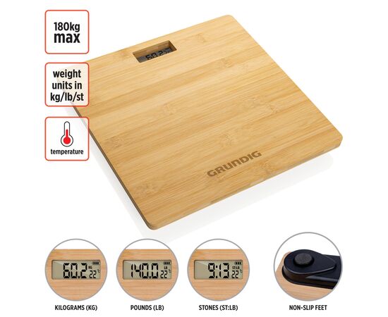 Grundig Bamboo Digital Body Scale Brown - Grundig P279.909
