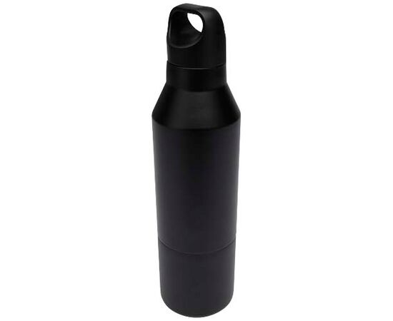 Odessy 600 ml RCS certified recycled stainless steel insulated bottle with 300 ml cup Black - Unbranded 10084090