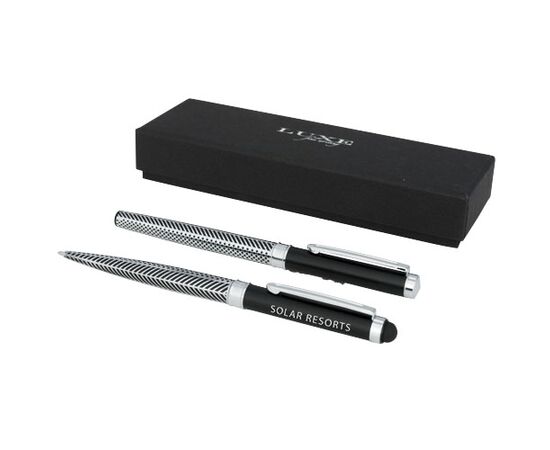Empire cadeauset met twee pennen (zwarte inkt) Zilver, Zwart - Luxe 10712900
