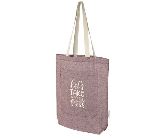 Pheebs 150 g/m² recycled cotton tote bag with front pocket 9L Heather maroon - Unbranded 12064320