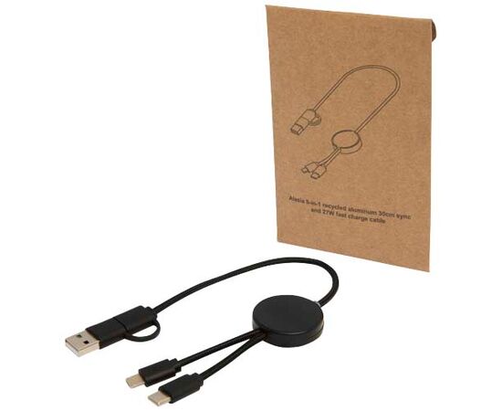 Citala 5-in-1 recycled plastic 30 cm data sync and 27W fast charge cable Black - Unbranded 12442790