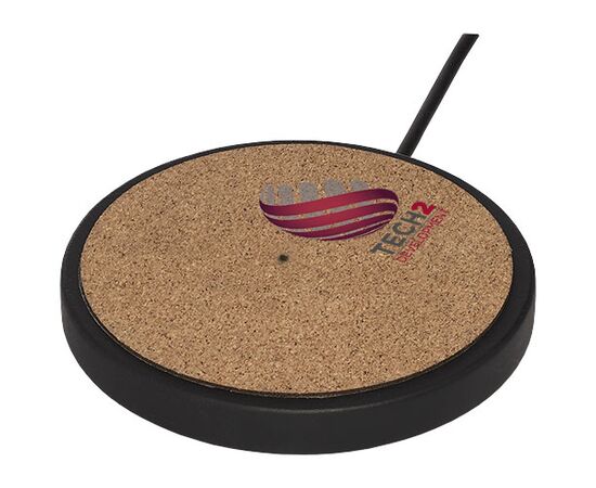 Kivi 10W limestone/cork wireless charging pad Solid black, Natural - Unbranded 12414190
