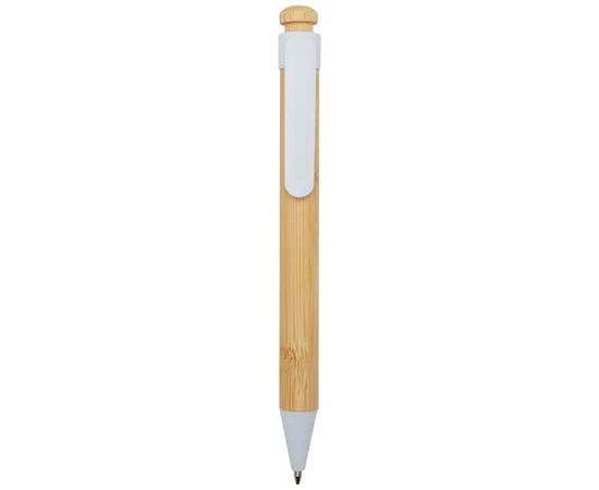Rattan bamboo and recycled plastic ballpoint pen (black ink) White - Unbranded 10602601