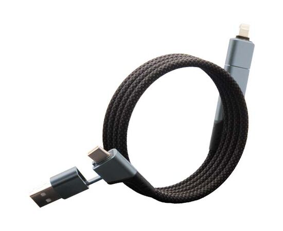 SCX.design C52 4 in 1 rPET magnetische ultrasnelle oplaadkabel van 100 W  Gun metal - SCX.design 2PX16982