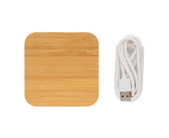 Chargeur à induction 5W en bambou avec double port USB Beige - XD Collection P308.189