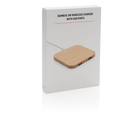 Chargeur à induction 5W en bambou avec double port USB Beige - XD Collection P308.189