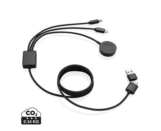 Terra RCS rPET 6-in-1-Ladekabel mit Uhrenladegerät Grau - XD Xclusive P302.5902