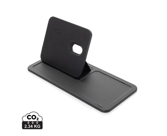 Swiss Peak 3-in-1 RCS gerecycled PU draadloze oplader Zwart - Swiss Peak P309.0401