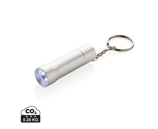 Flash Schlüsselanhänger-Taschenlampe aus RCS rec. Aluminium Silbergrau - XD Collection P514.0402