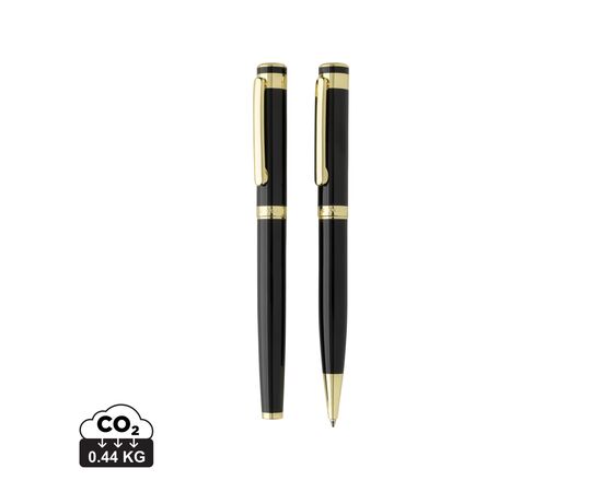 Swiss Peak Luca RCS recycled brass deluxe pen set Black - Swiss Peak P611.3001