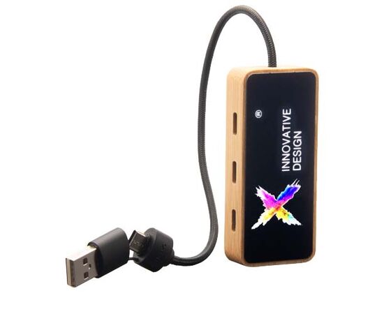 SCX.design H21 8-in-1 wooden USB hub with dual input and 6 ports Wood - SCX.design 1PX19971