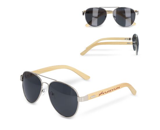 Lunettes de soleil aviateur avec branches en bambou Nature -  LT86728-N0094