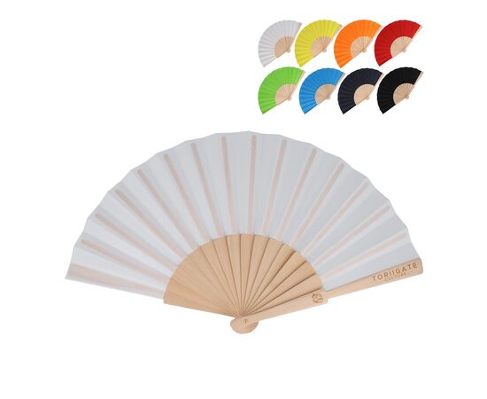 Fächer aus Holz mit R-PET Weiß -  LT90523-N0001