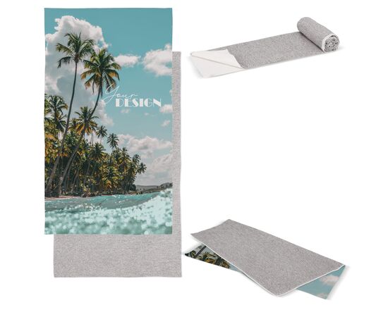 Quick dry towel R-PET 100 x 180 cm sublimation White, Grey -  LT95005-N0161